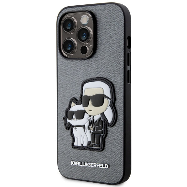 Etui Karl Lagerfeld Saffiano Karl & Choupette na iPhone 14 Pro 6- srebrne_1