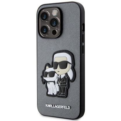 Etui Karl Lagerfeld Saffiano Karl & Choupette na iPhone 14 Pro 6- srebrne_1