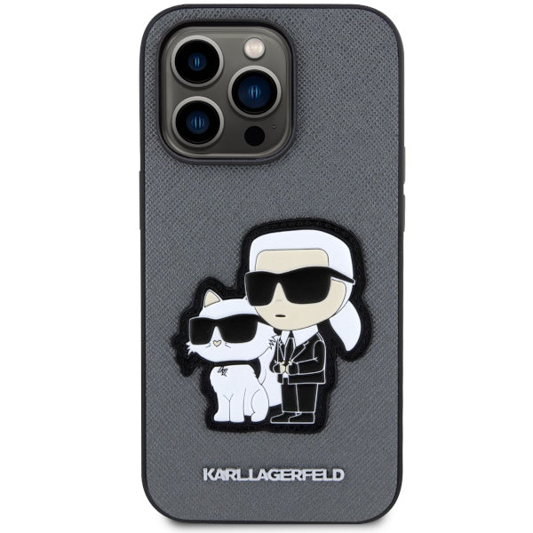 Etui Karl Lagerfeld Saffiano Karl & Choupette na iPhone 14 Pro 6- srebrne_2