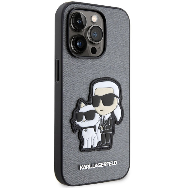 Etui Karl Lagerfeld Saffiano Karl & Choupette na iPhone 14 Pro 6- srebrne_3