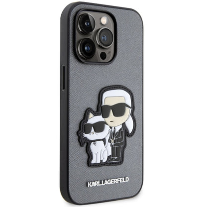 Etui Karl Lagerfeld Saffiano Karl & Choupette na iPhone 14 Pro 6- srebrne_3