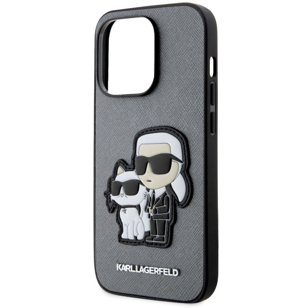 Etui Karl Lagerfeld Saffiano Karl & Choupette na iPhone 14 Pro 6- srebrne_5