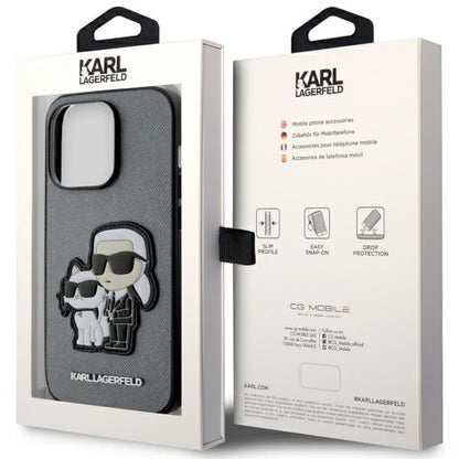 Etui Karl Lagerfeld Saffiano Karl & Choupette na iPhone 14 Pro 6- srebrne_7