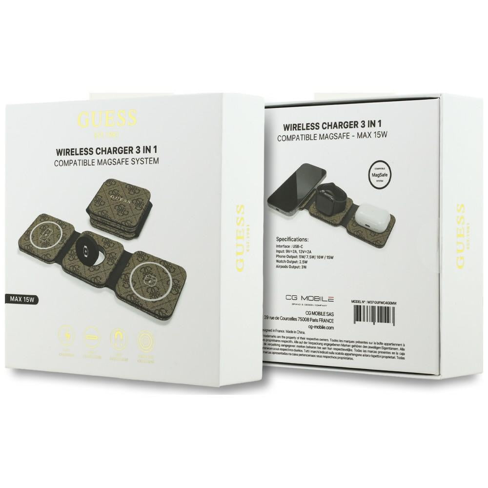 Ładowarka indukcyjna Guess 4G MagSafe 3w1 15W - brązowa_4