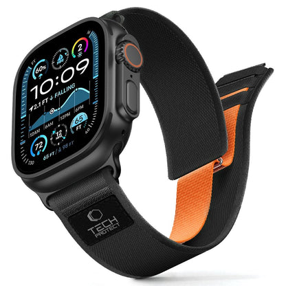 Tech-Protect Nylon Elite Strap for Apple Watch 44 / 45 / 46 / 49 mm - Black &amp; Orange_0