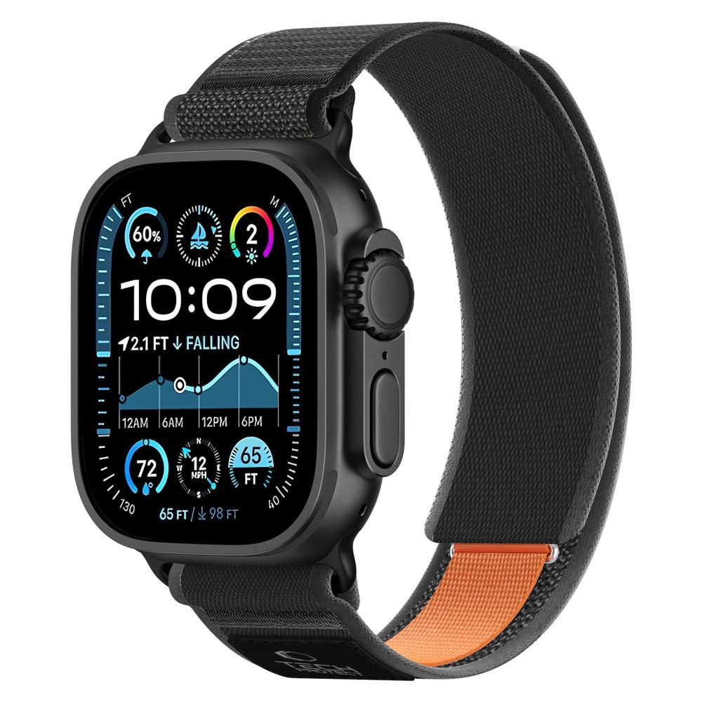Tech-Protect Nylon Elite Strap for Apple Watch 44 / 45 / 46 / 49 mm - Black &amp; Orange_1