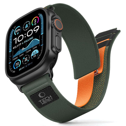Tech-Protect Nylon Elite Strap for Apple Watch 44/45/46/49 mm - Green/Orange_0