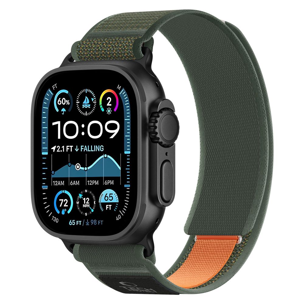 Tech-Protect Nylon Elite Strap for Apple Watch 44/45/46/49 mm - Green/Orange_1