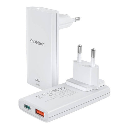 Choetech PD6011 65W GaN Ultra USB-C + USB-A Wall Charger - White_1