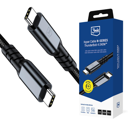 3mk Hyper Cable N-SERIES USB-C / USB-C Thunderbolt 4 2m 48V / 5A 40Gb/s 240W 8K60Hz - black_0