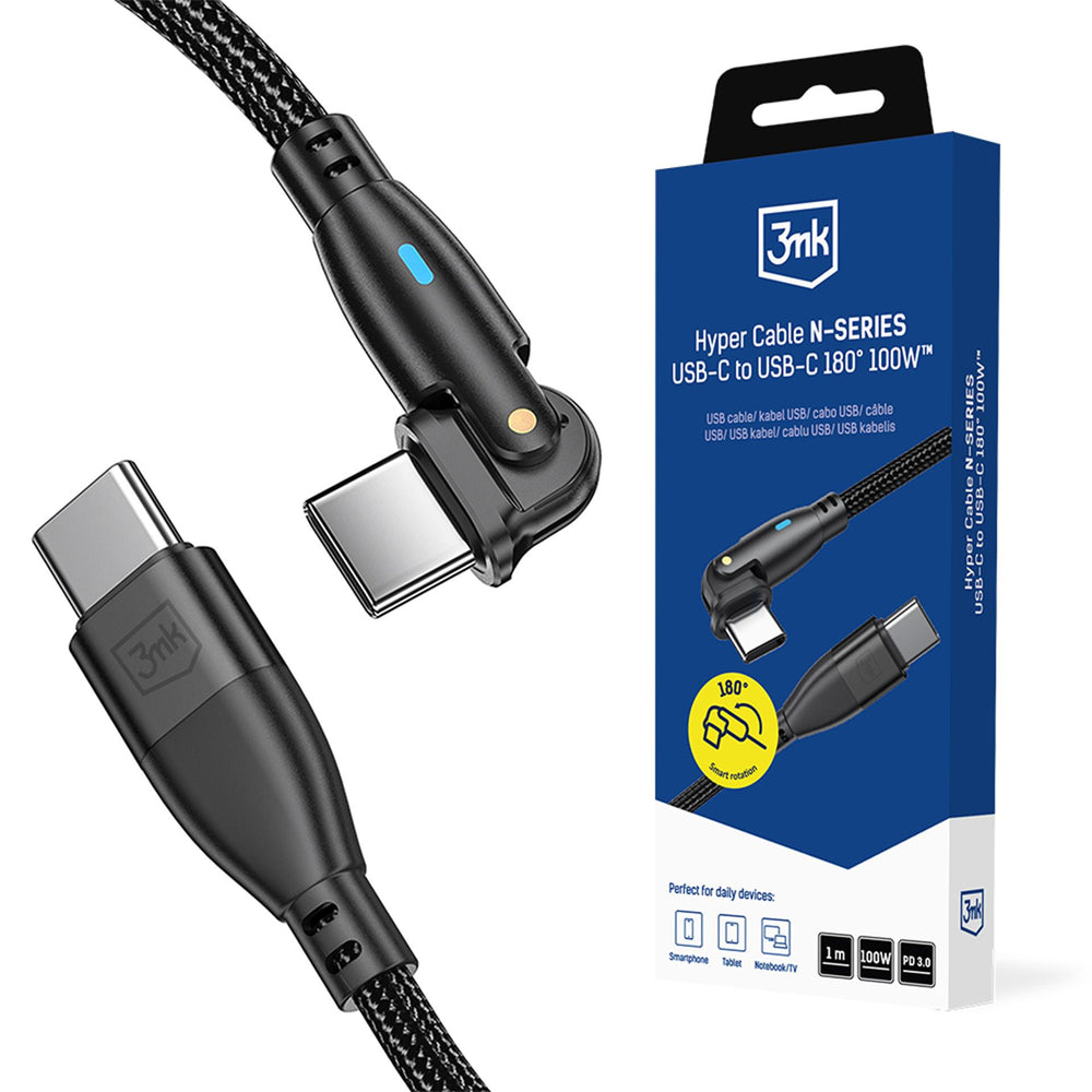 3mk Hyper Cable N-SERIES USB-C / USB-C 1m PD 3.0 QC 3.0 20V / 5A 100W - black_0