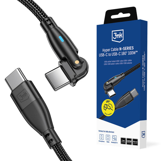 3mk Hyper Cable N-SERIES USB-C / USB-C 1m PD 3.0 QC 3.0 20V / 5A 100W - black_0