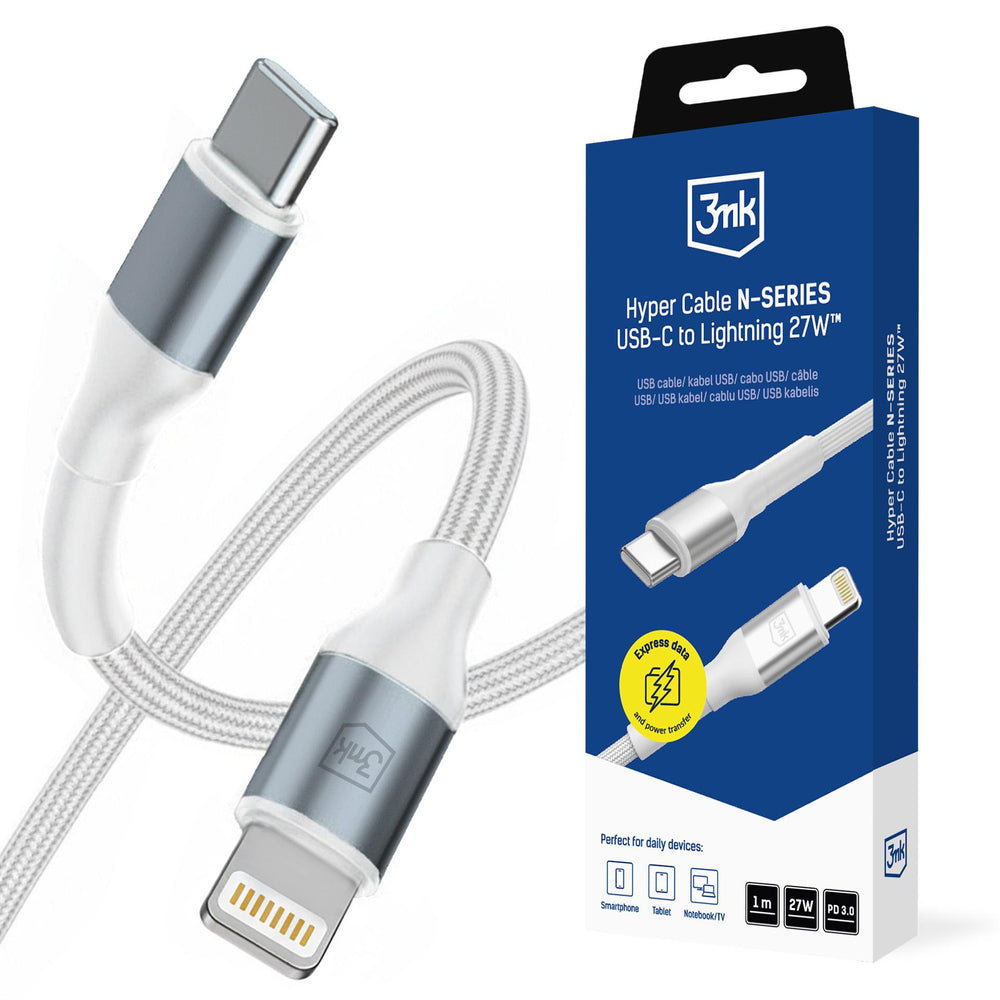 3mk Hyper Cable N-SERIES USB-C / Lightning 1m PD 3.0 9V / 3A 27W - white_0