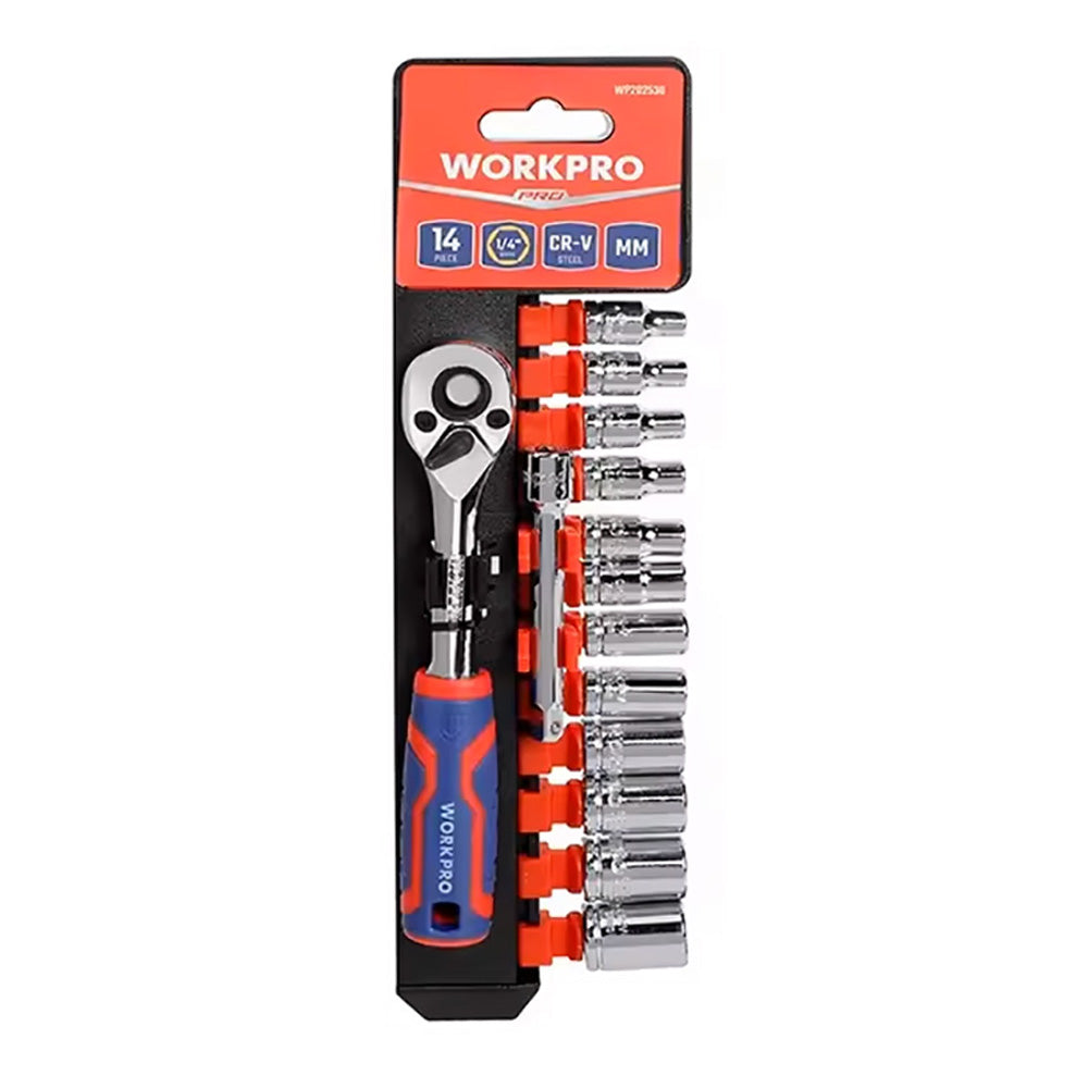 Chave de soquete, conjunto de 14 peÃ§as 1/4". workpro_0