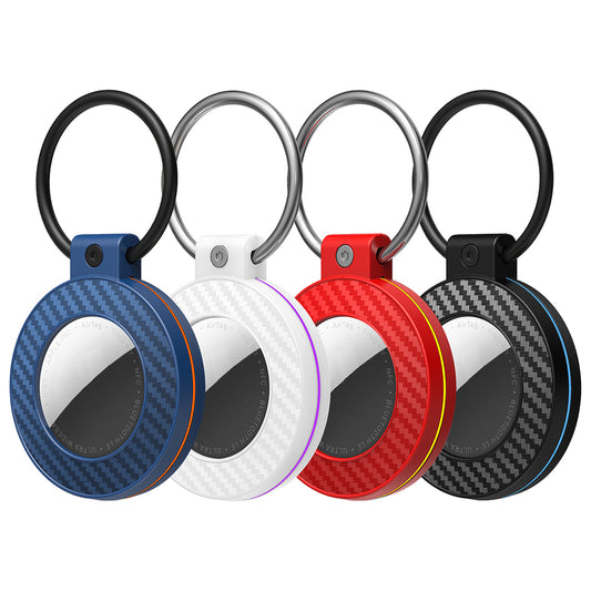 Airtag case with carbon fiber pattern keychain, 4 pcs. - multicolor_0