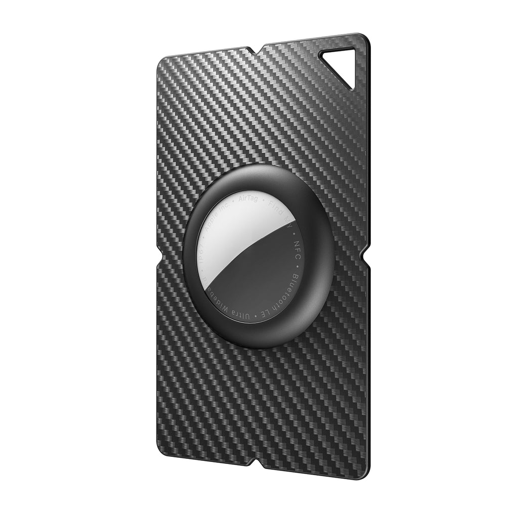 Airtag Carbon Fiber Pattern Wallet Card Case - Black_1