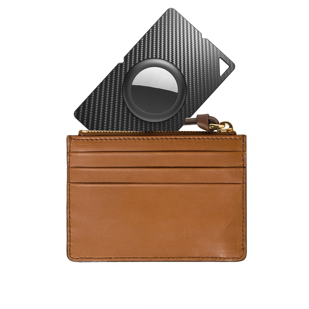 Airtag Carbon Fiber Pattern Wallet Card Case - Black_2
