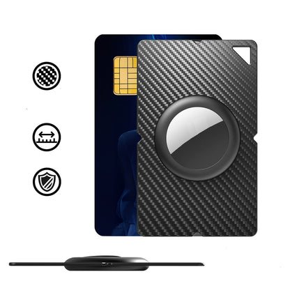 Airtag Carbon Fiber Pattern Wallet Card Case - Black_3