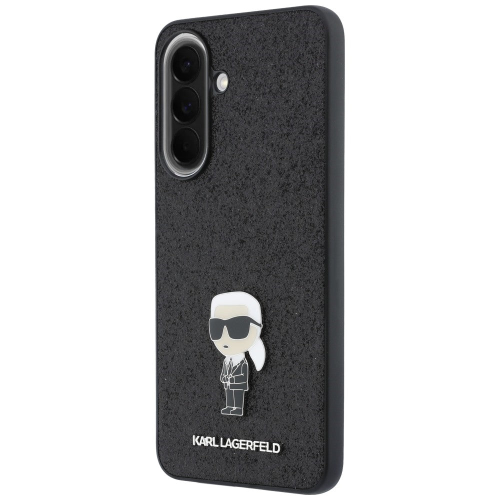 Etui Karl Lagerfeld Fixed Glitter Ikonik Logo Metal Pin na Samsung Galaxy A37 5G - czarne_1