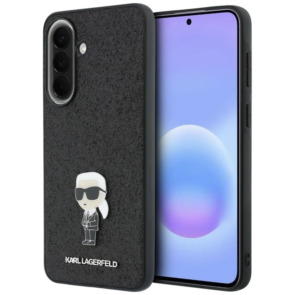 Etui Karl Lagerfeld Fixed Glitter Ikonik Logo Metal Pin na Samsung Galaxy A57 5G - czarne_0