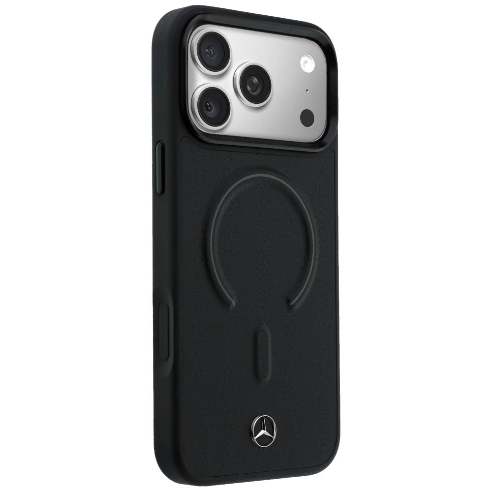 Etui Mercedes Leather 3D MagSafe na iPhone 17 Pro - czarne_3