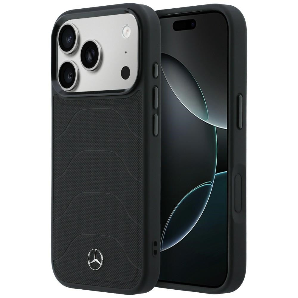 Etui Mercedes Leather Mesh with Bow Line MagSafe na iPhone 17 Pro - czarne_0
