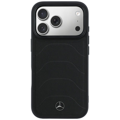 Etui Mercedes Leather Mesh with Bow Line MagSafe na iPhone 17 Pro - czarne_2