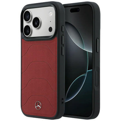 Etui Mercedes Leather Mesh with Bow Line MagSafe na iPhone 17 Pro Max - czerwone_0