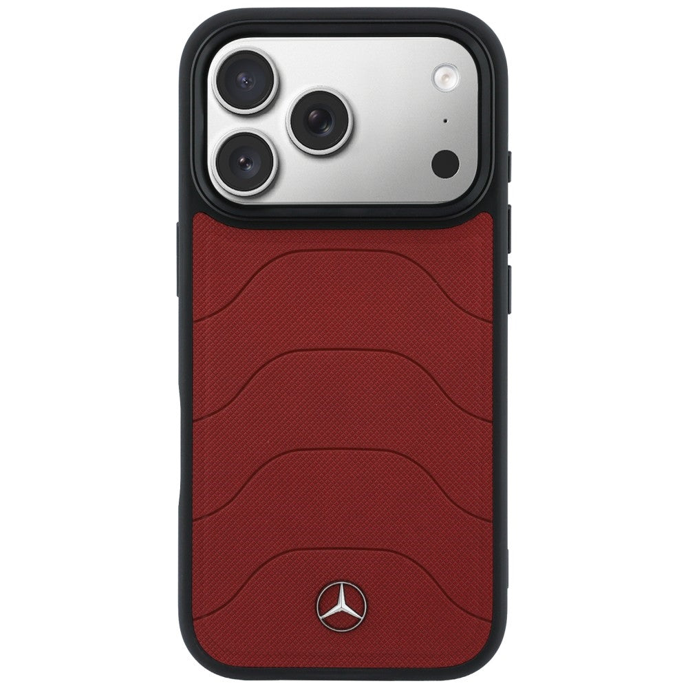 Etui Mercedes Leather Mesh with Bow Line MagSafe na iPhone 17 Pro Max - czerwone_2