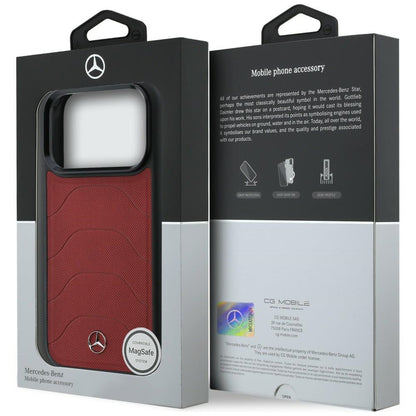 Etui Mercedes Leather Mesh with Bow Line MagSafe na iPhone 17 Pro Max - czerwone_7