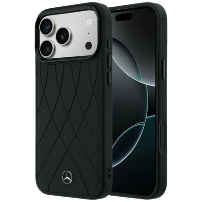 Etui Mercedes Leather with Crossed Lines MagSafe na iPhone 17 Pro - czarne_0