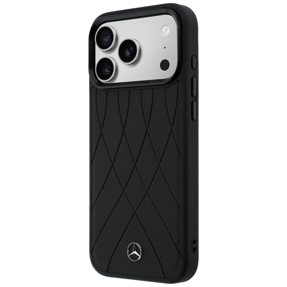 Etui Mercedes Leather with Crossed Lines MagSafe na iPhone 17 Pro - czarne_1