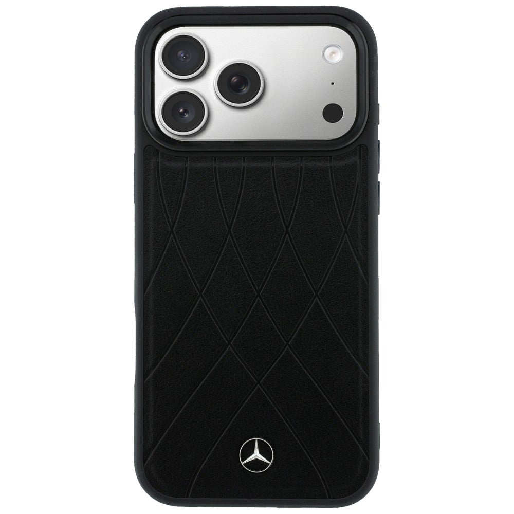 Etui Mercedes Leather with Crossed Lines MagSafe na iPhone 17 Pro Max - czarne_2