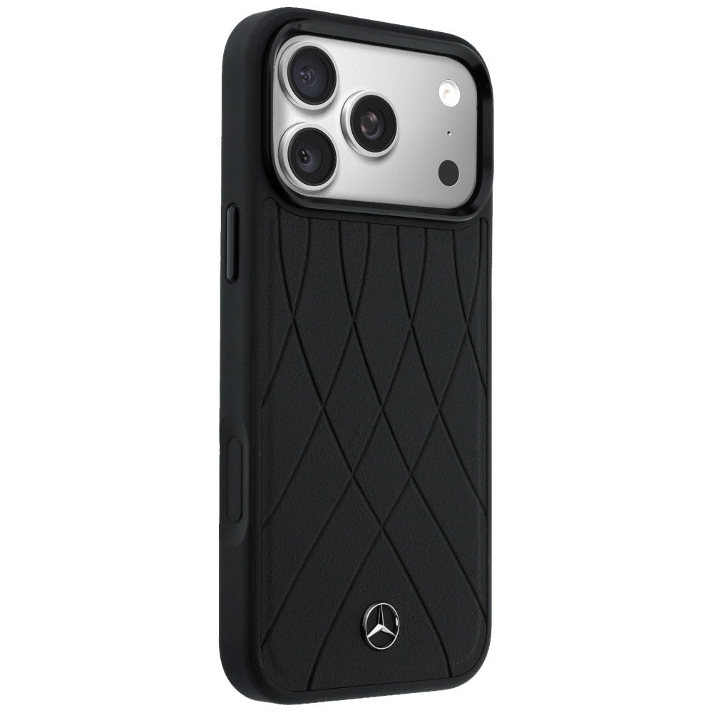 Etui Mercedes Leather with Crossed Lines MagSafe na iPhone 17 Pro Max - czarne_3