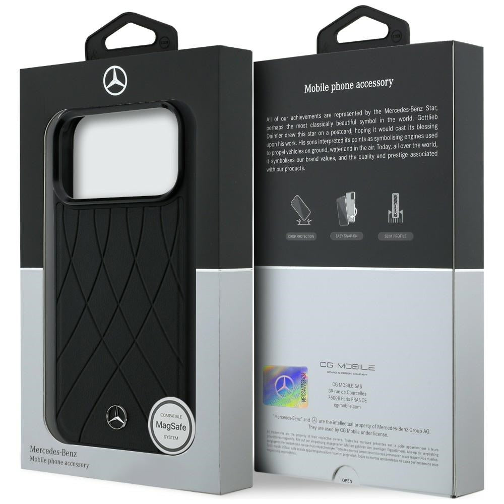 Etui Mercedes Leather with Crossed Lines MagSafe na iPhone 17 Pro Max - czarne_7
