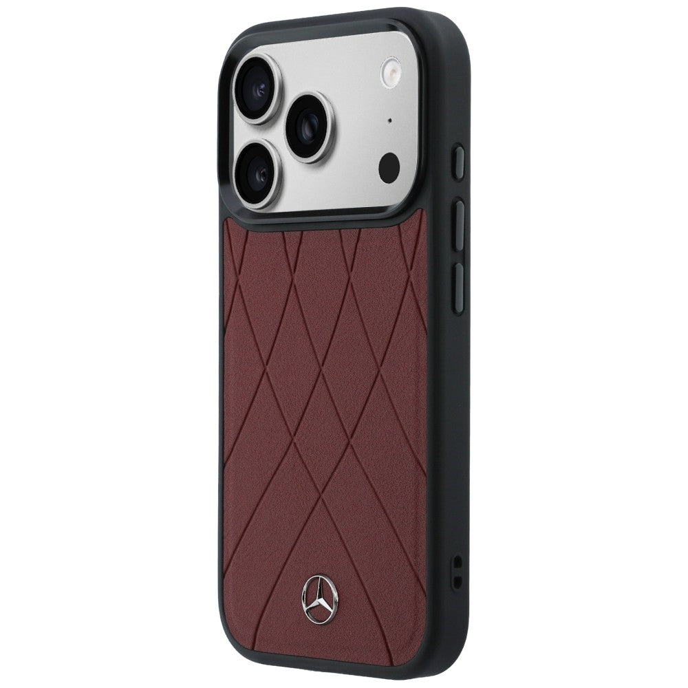 Etui Mercedes Leather with Crossed Lines MagSafe na iPhone 17 Pro Max - czerwone_1