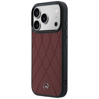 Etui Mercedes Leather with Crossed Lines MagSafe na iPhone 17 Pro Max - czerwone_1