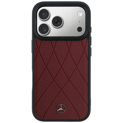 Etui Mercedes Leather with Crossed Lines MagSafe na iPhone 17 Pro Max - czerwone_2