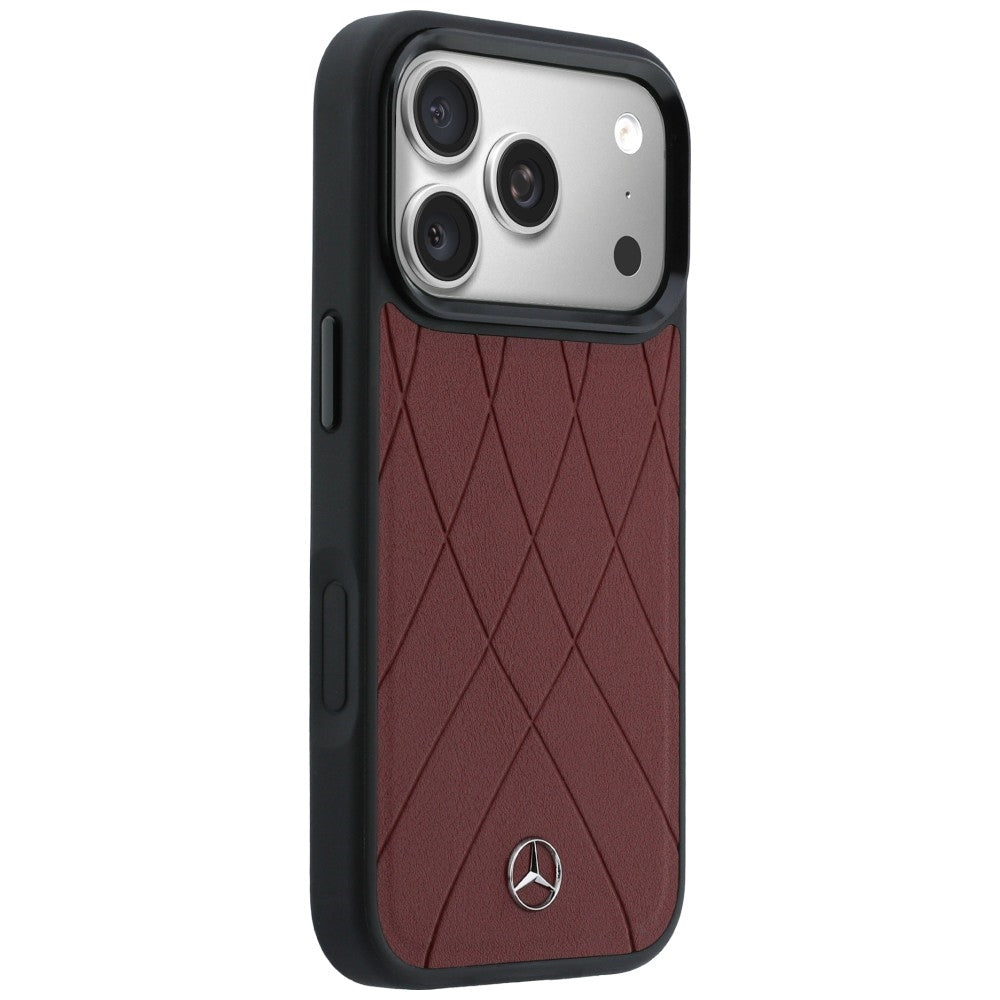 Etui Mercedes Leather with Crossed Lines MagSafe na iPhone 17 Pro Max - czerwone_3