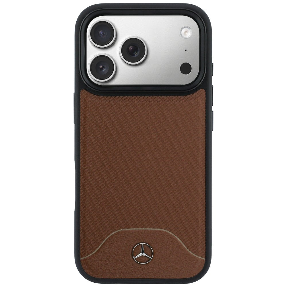 Etui Mercedes Leather Wood Effect and Curve MagSafe na iPhone 17 Pro - brązowe_2