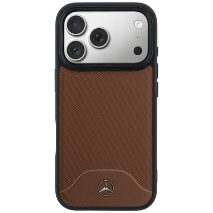 Etui Mercedes Leather Wood Effect and Curve MagSafe na iPhone 17 Pro - brązowe_2