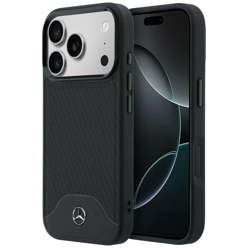 Etui Mercedes Leather Wood Effect and Curve MagSafe na iPhone 17 Pro - czarne_0