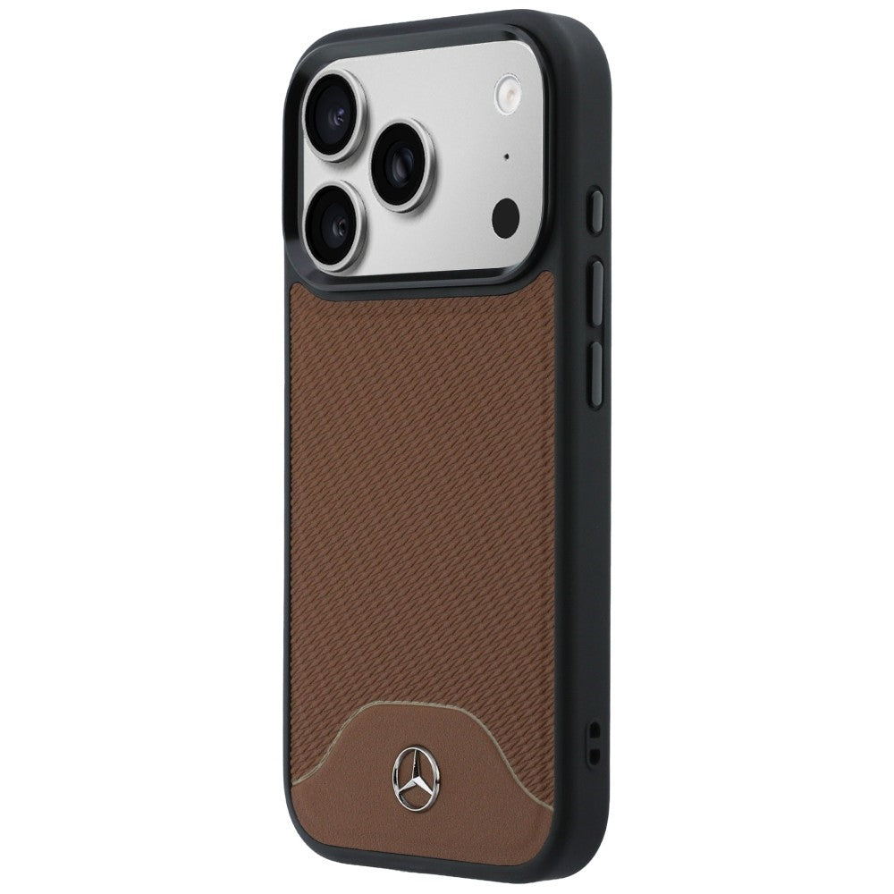 Etui Mercedes Leather Wood Effect and Curve MagSafe na iPhone 17 Pro Max - brązowe_1