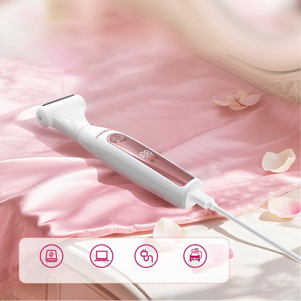 MAXGROOM ZC-T18 multifunctional women's trimmer with replaceable tips - white and pink_5