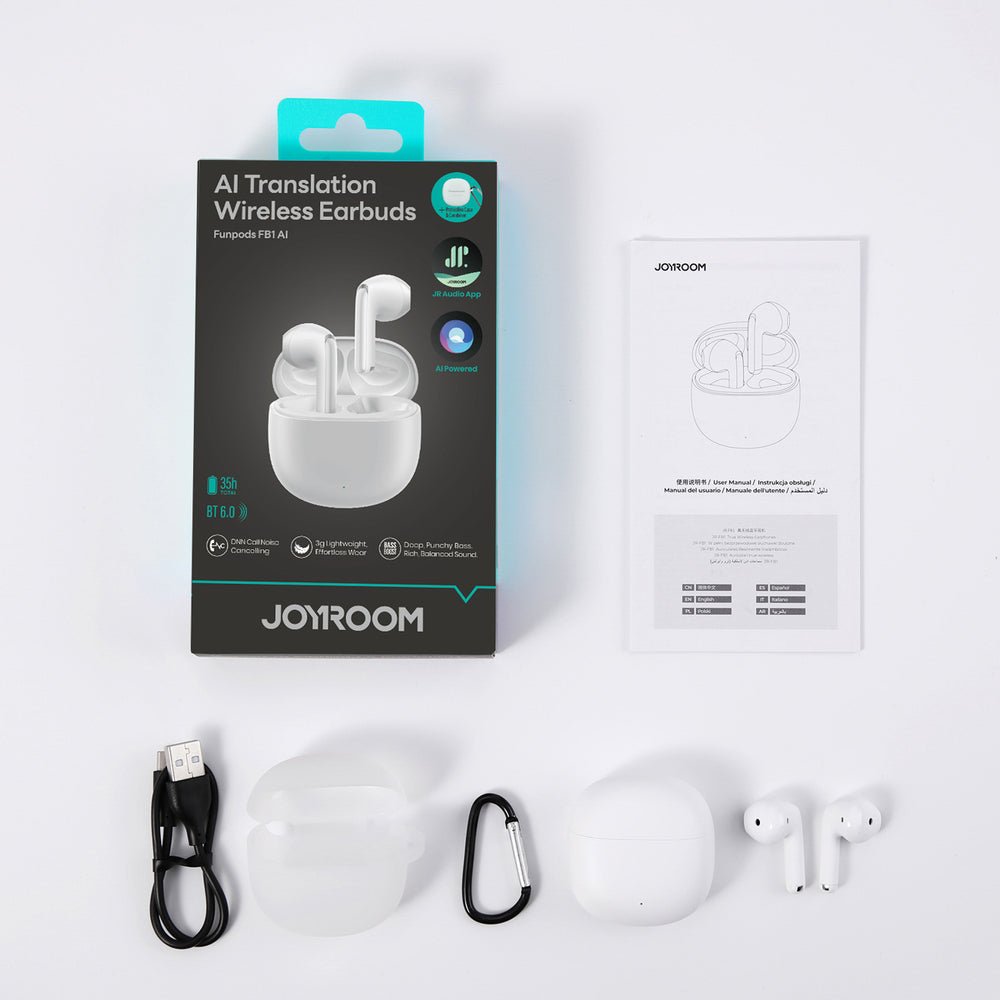 Joyroom JR-FB1 Funpods Bluetooth 6.0 In-Ear TWS Wireless Headphones with AI Functions - White_7