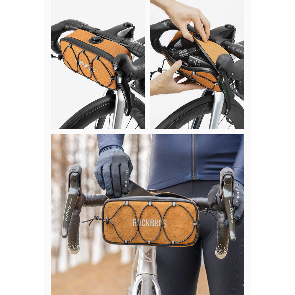 Rockbros TL001 ROAD TO SKY 1.9L Handlebar Bike Bag Waterproof - Orange_14