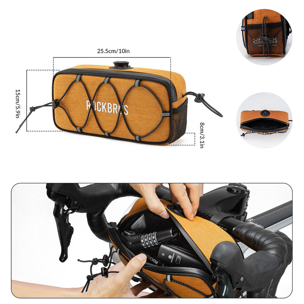 Rockbros TL001 ROAD TO SKY 1.9L Handlebar Bike Bag Waterproof - Orange_2