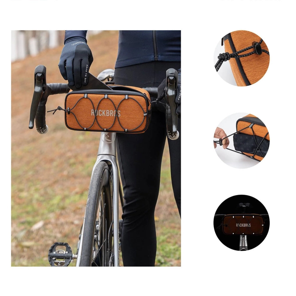 Rockbros TL001 ROAD TO SKY 1.9L Handlebar Bike Bag Waterproof - Orange_3