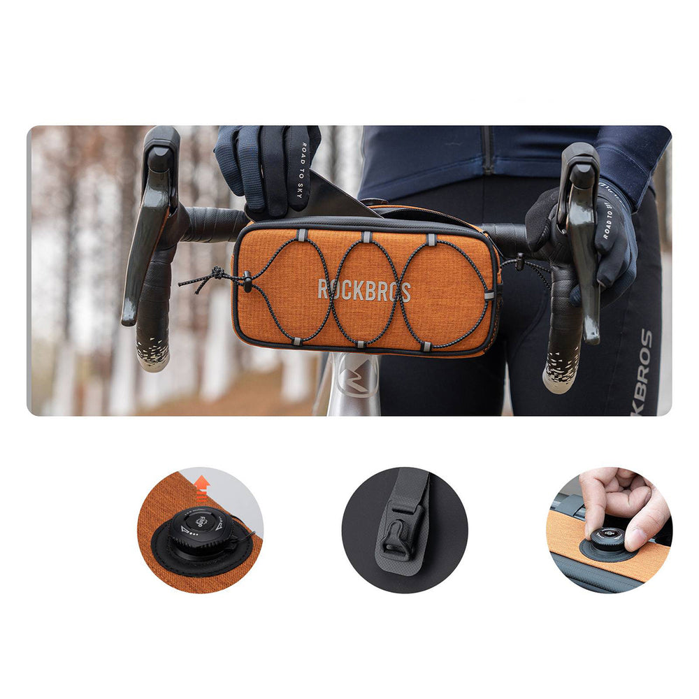 Rockbros TL001 ROAD TO SKY 1.9L Handlebar Bike Bag Waterproof - Orange_4