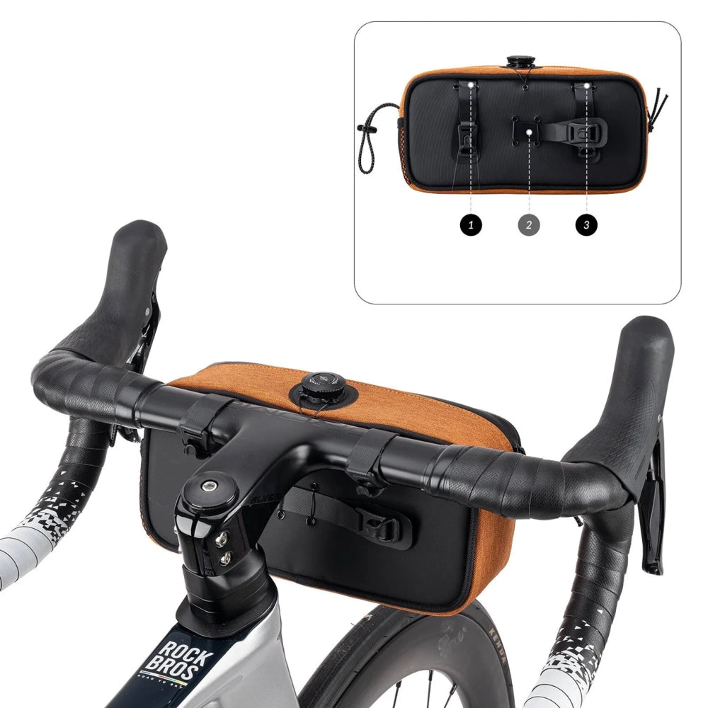 Rockbros TL001 ROAD TO SKY 1.9L Handlebar Bike Bag Waterproof - Orange_5